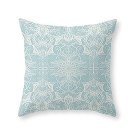 Proud Clothing Floral Pattern In Duck Egg Blue & Cream Throw Pillow pillow caseCover with pillow case 18" x 18" in