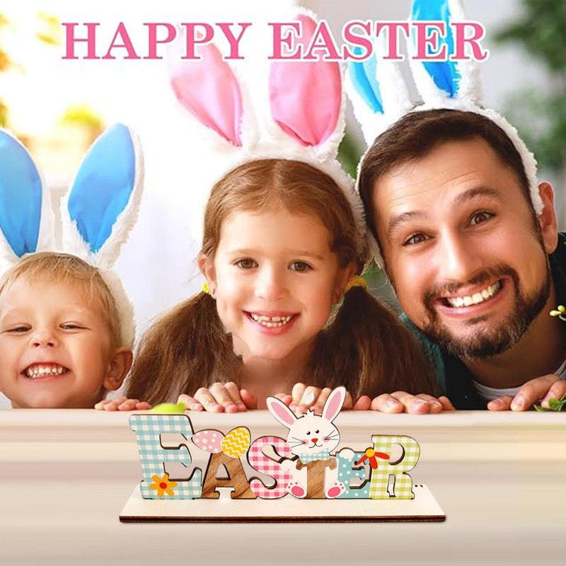 Generic Wooden Easter Bunny Tabletop Sign, Funny Indoor Home Decor