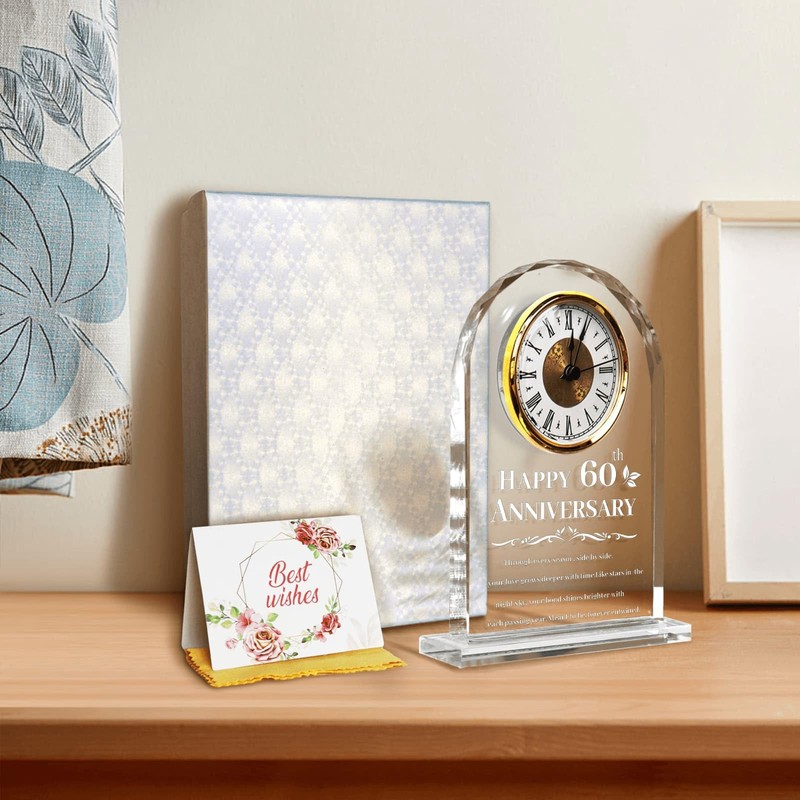 QAZMJUE 60th Wedding Anniversary Clock Gifts for Couples - Elegant