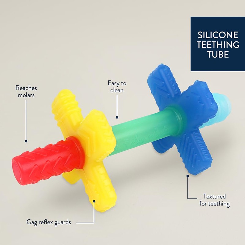 Itzy Ritzy Teensy Tube Teether; Textured Hollow Baby Teething Tube