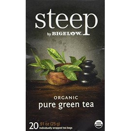 steep by Bigelow Organic Pure Green Tea, 20 Count (Pack of 6), 120 Tea Bags Total