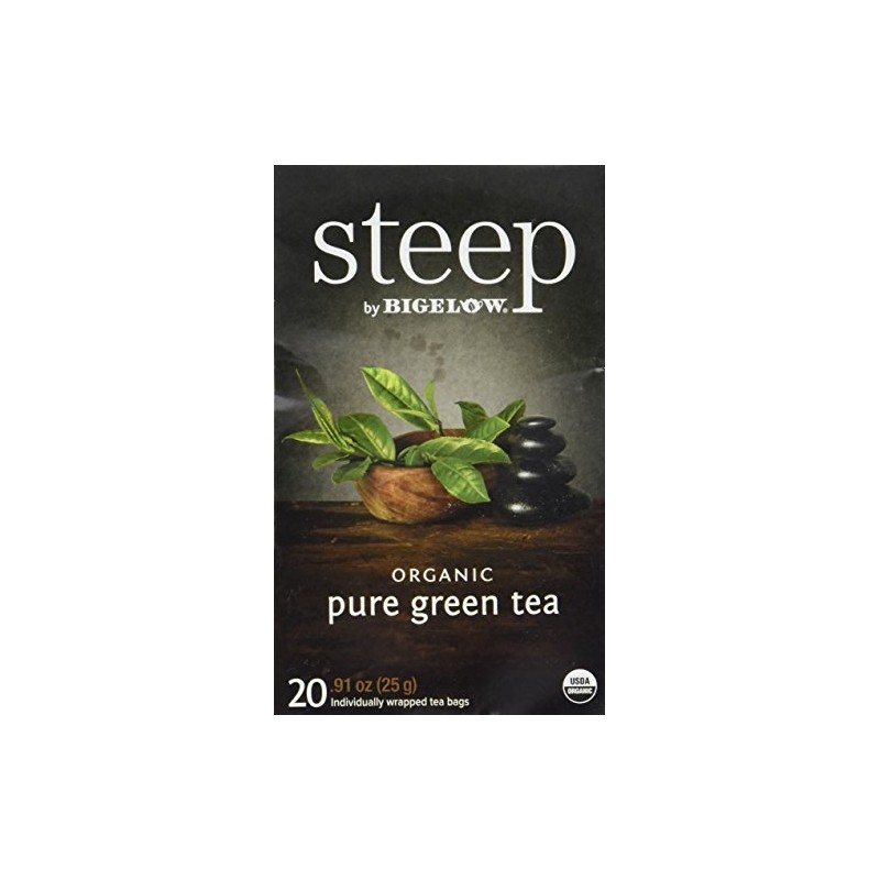 steep by Bigelow Organic Pure Green Tea, 20 Count (Pack