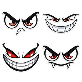 4 Paar Dämon Augen Aufkleber, Wasserfester Selbstklebender Augenaufkleber für Mähroboter und Saugroboter, Reflektierender Aufkleber Mähroboter, Lustige Mährobot Deko