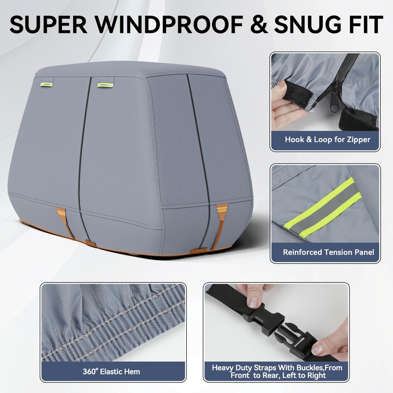 Nukugula 800D Waterproof Golf Cart Cover 2/4/6 Passenger, Heavy Duty