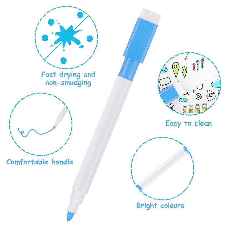 HRLORK 10pcs Mini Whiteboard Pens 9 Colours Magnetic Erasable Markers