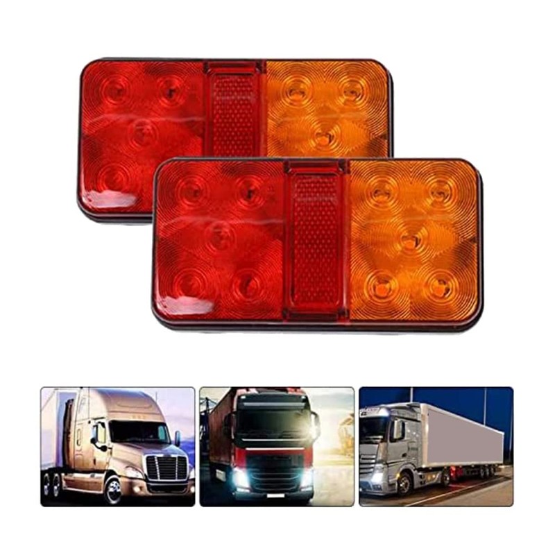 2Pcs 12V 10LED Waterproof Truck Trailer Truck Tail Light Car
