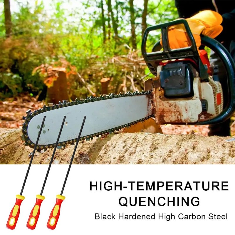 QEEROYO 3Pcs Chainsaw Chain Sharpening File, Professional Round Chainsaw Sharpener,