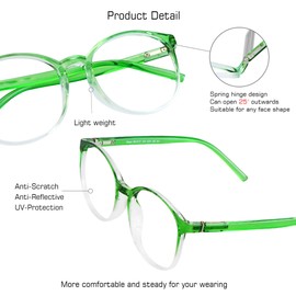 VisionGlobal Blue Light Blocking Glasses for Women/Men, Anti Eyestrain, Stylish Oval Frame, Anti Glare (Clear Green, +3.50 Magnification)