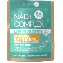 NAD+ Capsules 1,000mg Nicotinamide | Flush-Free B3, B12, Quercetin, L-Tryptophan & Resveratrol | Sugar-Free, Vegan NAD Supplement for Energy, Focus, Aging & Cellular Repair. (30 Capsules)