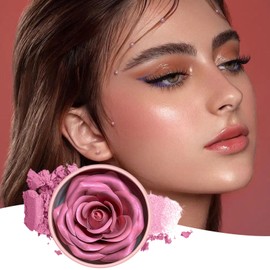 Rose Blush for Cheeks, Natural Blush, 3D Rose Petal Lightweight Long-Lasting Buildable Rouge for Face and Cheek Girls Parties Gathering