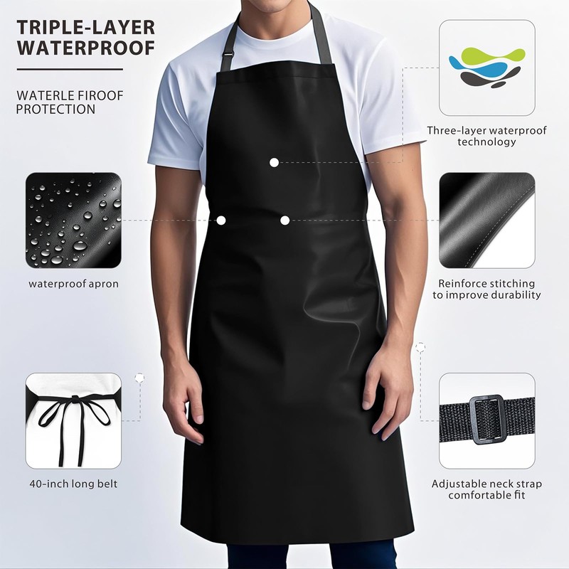 GoldPig 4 Pack Heavy Duty Lightweight Waterproof Rubber Vinyl Aprons,