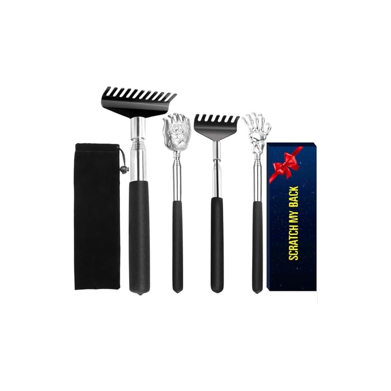 Oversized Back Scratcher Gift Set, 4 Pack Portable Extendable Stainless