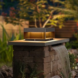 MVBT Outdoor Modern Post Light, LED Fence Deck Column Cap Lamp IP65 Waterproof Lantern 3000K Luxury Landscape Lighting for Patio Posts Flat Surface Garden Decoration (8"*8")