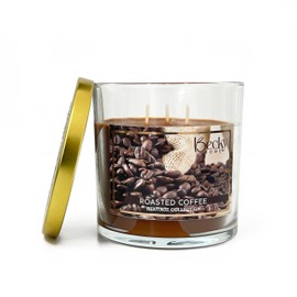 Becky Home 14.5 oz Roasted Coffee Scented Candle, Espresso Candles, Macchiato Roast Coffee Candle, Large Jar Candles for Women, Gift for Men and Women, Clear Glass