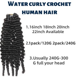 Knotless Pre-Separated Water Curly Human Hair Feather Crochet Hair Extensions Spirally Curly Classic Lightweight Reusable Crochet Hair Extensions Natural Color 16inch 120g