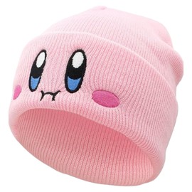 JILANI HANDICRAFT Kid-by Beanie Cute Anime Hat Kawaii Accessories Beanie Slouchy Embroided Face Knit Hats for Adult (Acrylic, Pink)