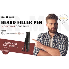 Beard Marker, Premium Beard Filler Pen & Gray Hair Concealer, 24hrs+ Waterproof and Smudge-Proof, Ideal for Patchy Gray Beards, in Ginger-Charm for Reddish-Brown to Red Hair