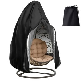 Egg Chair Cover Patio Hanging Chair Cover Outdoor Single Swing Egg Chair Cover Waterproof Anti-Dust with Zipper 210D Oxford Fabric Garden Lawn Chair Protection Furniture Accessories 190 x 115 cm