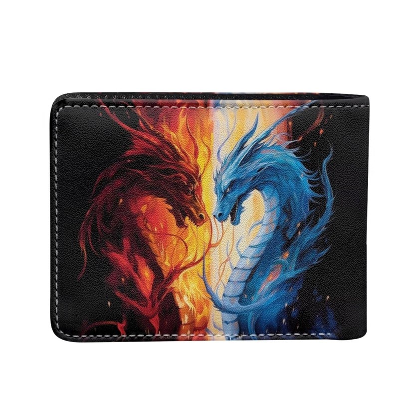 HUIACONG Flame Dragon Wallet for Men Slim Leather Wallets for
