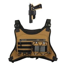 GAZJYUSP Outdoor Sports Chest Bag for Men, Chest Vest Holster Fits Most Pistols, EDC Travel Chest Pack for Running, Hiking (Brown-B)