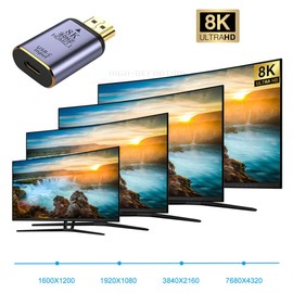 NFHK USB-C Type C Female Source to HDMI Sink HDTV Adapter 8K@60hz 4K@120hz for Tablet & Phone & Laptop