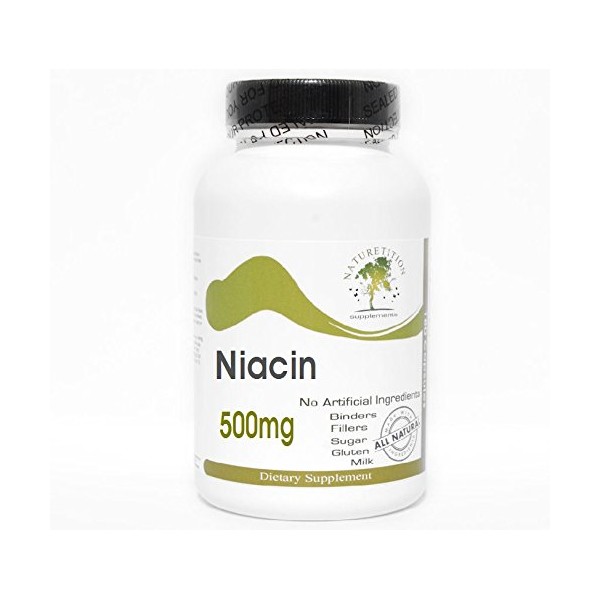 Naturetition Supplements Niacin 500mg ~ 200 Capsules - No Additives
