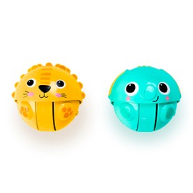 Bright Starts, Palline da inseguire per Gattonare Giggables, Leone e Elefante, Unisex, per Neonati e Bimbi, Confezione da 2