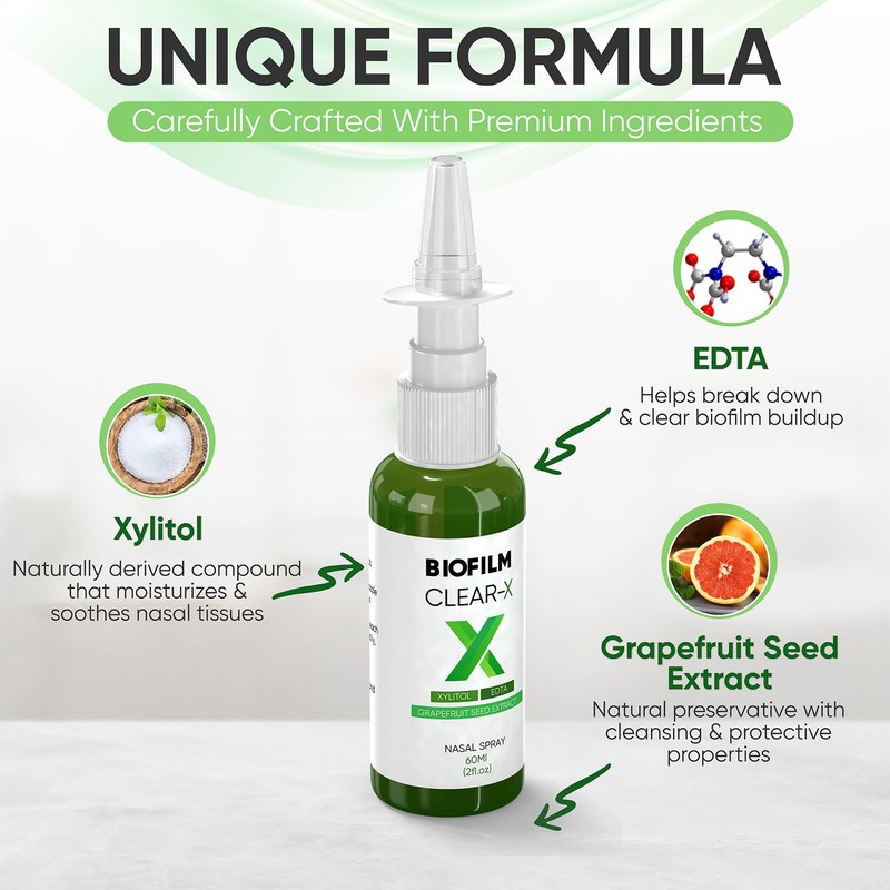 BioFilm Clear-X Nasal Spray with EDTA, Xylitol and Grapefruit Seed