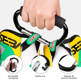 GUDREN Ganchos de Piel para Carriola, 6 pcs Gancho Mosquetón Multiusos, Ganchos para Cochecito Soportar 30 kg, Diseño Antideslizante Multifunción para Colgar Pañaleras, Bolsas y Más