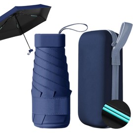 Paraguas de Bolsillo Reforzado para Lluvia y Sol, Mini Sombrilla con Protección UV, Ultra Ligero y Portátil, Más Robusto, con 12 Varillas Reflectantes, Mini Paraguas Plegable con Estuche