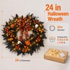 24 in Halloween Wreath for Front Door, Black Skeleton Spider