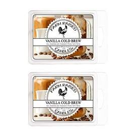 Vanilla Cold Brew - Coffee Wax Melts - 2 Pack Combo - 100% All American Made - by Farm Raised Candles - Natural American Farmed Soy Wax.