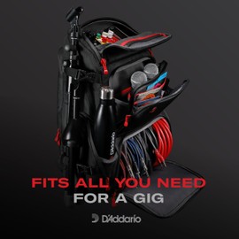 D'Addario Accessories Backline Gear Transport Pack Solo - Gear Bag for Solo Musicians - Gig Bags - Mic Stand Gig Bag - DJ Bags for Cables - DJ Gear, Small