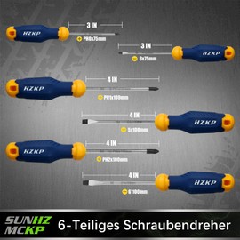 SUNHZMCKP 7-Piece Magnetic Screwdriver Set, 3 Phillips Screwdrivers and 3 Flat Screwdrivers, with Wall Mount Rack and Magnetizer Demagnetizer, S2 Steel