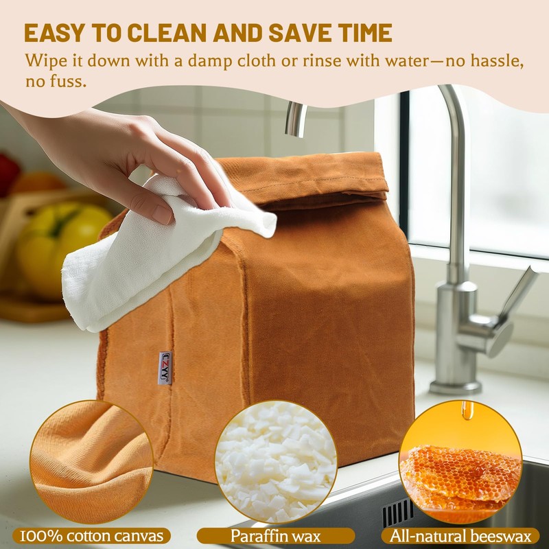 Waxed Canvas Lunch Bags Brown Paper Bag Styled - Classic