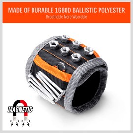 BRIMIX Adjustable Magnetic Wristband + Wrist Dustpan, 15 Powerful Magnets for Carrying Screws, Tools, Nails, Drills, Nails, Men, Women