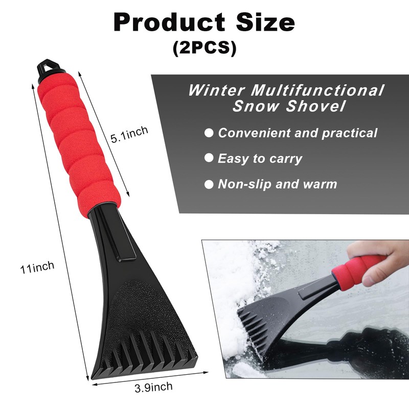 Gasedin 2 PCS Ice Scraper for Car Windshield, Scratch Free