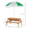 Outsunny Kids Picnic Table with Umbrella and Storage Inside, Sand