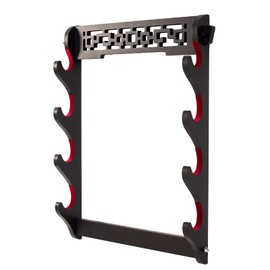 FOXSMZZ Sword Holder Wall Mount Velvet Padded Samurai Sword Stand Display Katana Wakizashi Tanto Wall Hanger Sword Rack (4-Tier)