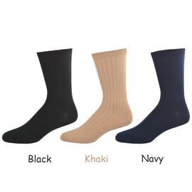 Sierra Socks Unisex - Big Girls and Boys Classic Dress School Uniform 3 Pair Pack Crew Socks (Small, Assorted - Black/Khaki/Navy)