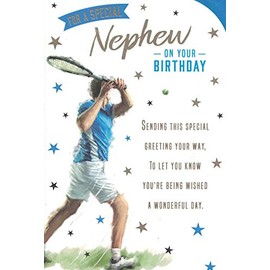 NEPHEW BIRTHDAY CARD***TENNIS****PRELUDE***9 X 6 INCHES***