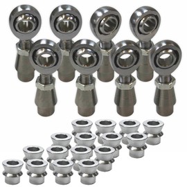 1/2" Heim Joint Kit - Chromoly Heim Joints 1/2" for 1" OD .095 Wall Tube w/Spacers - Fabricate 4-Link Tie Rod Ends Suspension Steering UTV Rock Crawler Sand Rail Hot Rod Johnny Joint [6101B5] 8-Set