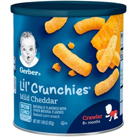 Gerber Lil' Crunchies Mild Cheddar, 1.48 Ounce Canisters (Pack of 6)