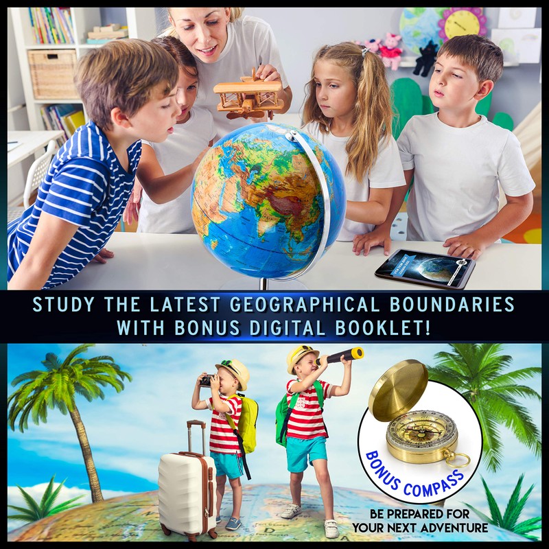 World Globe with Illuminated Constellations – 13” Light Up Globe