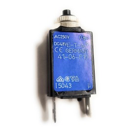 Circuit Breaker 41-06-P10 .8 AMP .8 AMP ETA .250 Q.C. TERMINALS Push to Reset Threaded Mount W/Nuts