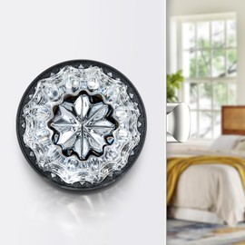 Mensarix Glass Door Knobs with Lock, Matte Black Crystal Door Knobs Interior for Privacy Use, Rosette Vintage Antique Crystal Doorknob for Bathroom & Bedroom, 1 Pack