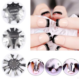 Ziyero 6 Pcs/Set French Smile Line Manicure Edge Cutter Manicure Edge Trimmer Set French Nail Guide Tools Stainless Steel 6 Shapes Multi Sizes for DIY Salon Beauty Salon Nail Beginners - Silver