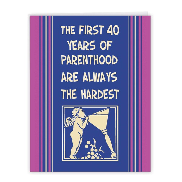 First 40 - Funny Happy Mother’s Day Card with Envelope (Large 8.5 x 11 Inch) - Cute, Adult Greeting Stationery Notecard for Mom - Artistic Mothers Day Printed Giftcard J0074