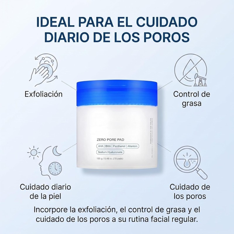 Zero Pore Pad, Pads Tonificantes AHA BHA, Ácido Láctico 4.5%,