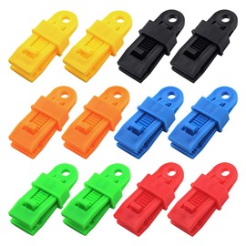 Myhiju 12 PCS Tarp Clips Heavy Duty Lock Grip,Adjustable Tent Clips Shade Cloth Plastic Clips,Reusable Multipurpose Tarp Clamps,Shade Cloth Fix Clamp for Outdoor Camping Awnings Swimming Pool Covers